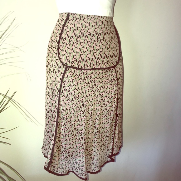 Max Studio Black Trim Pattern 100% Silk Skirt - Picture 6 of 8